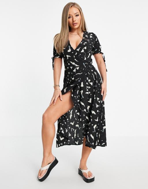 AX Paris plunge wrap dress in brushstroke ASOS