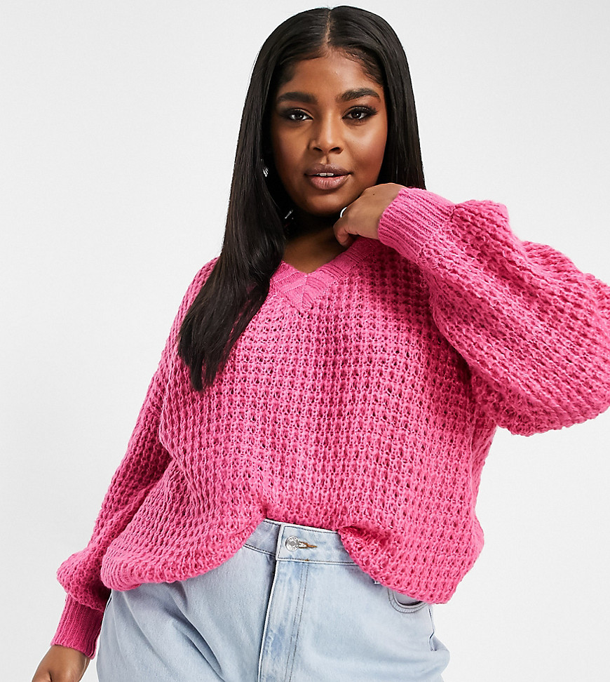 AX Paris Plus chunky chenille sweater in pink