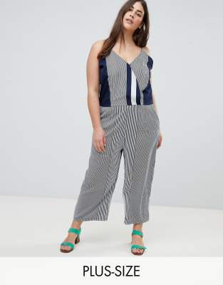 AX Paris Plus Irregular Stripe Jumpsuit-Multi