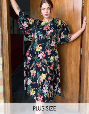 ax paris curve tropical wrap dress