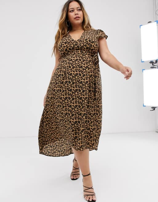 AX Paris Plus leopard print midi tea dress