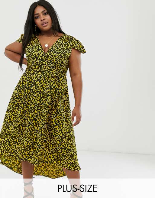 Ax paris yellow animal best sale print dress