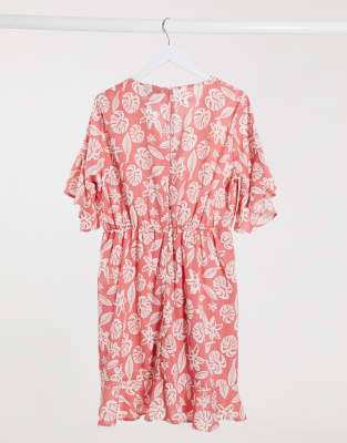 ax paris curve tropical wrap dress