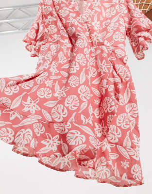 ax paris curve tropical wrap dress