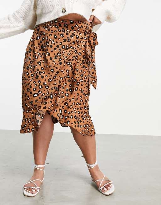 Leopard print wrap sales skirt asos