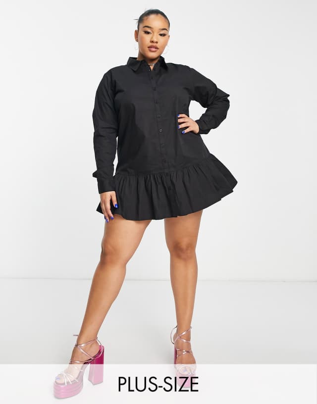 AX Paris Plus shirt dress in black