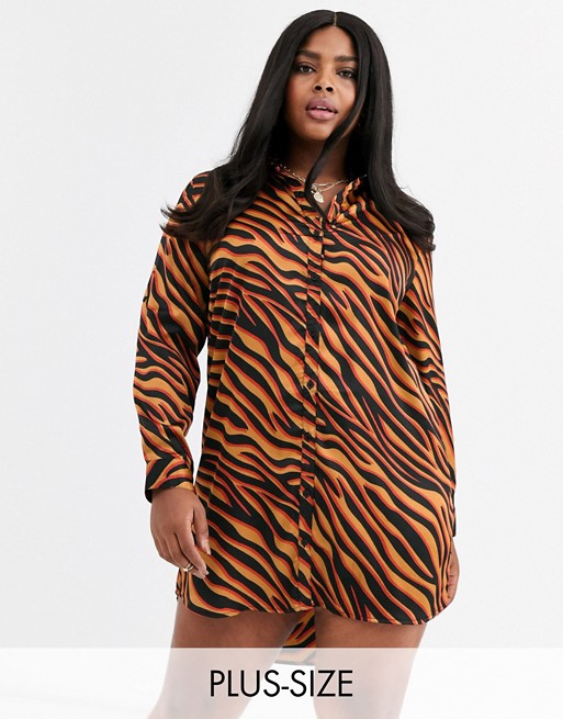 AX Paris Plus shirt dress in bright zebra print
