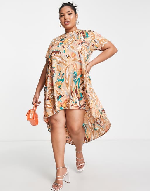 AX Paris Plus shirt mini dress in paisley print