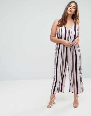 ax paris striped culotte jumpsuit
