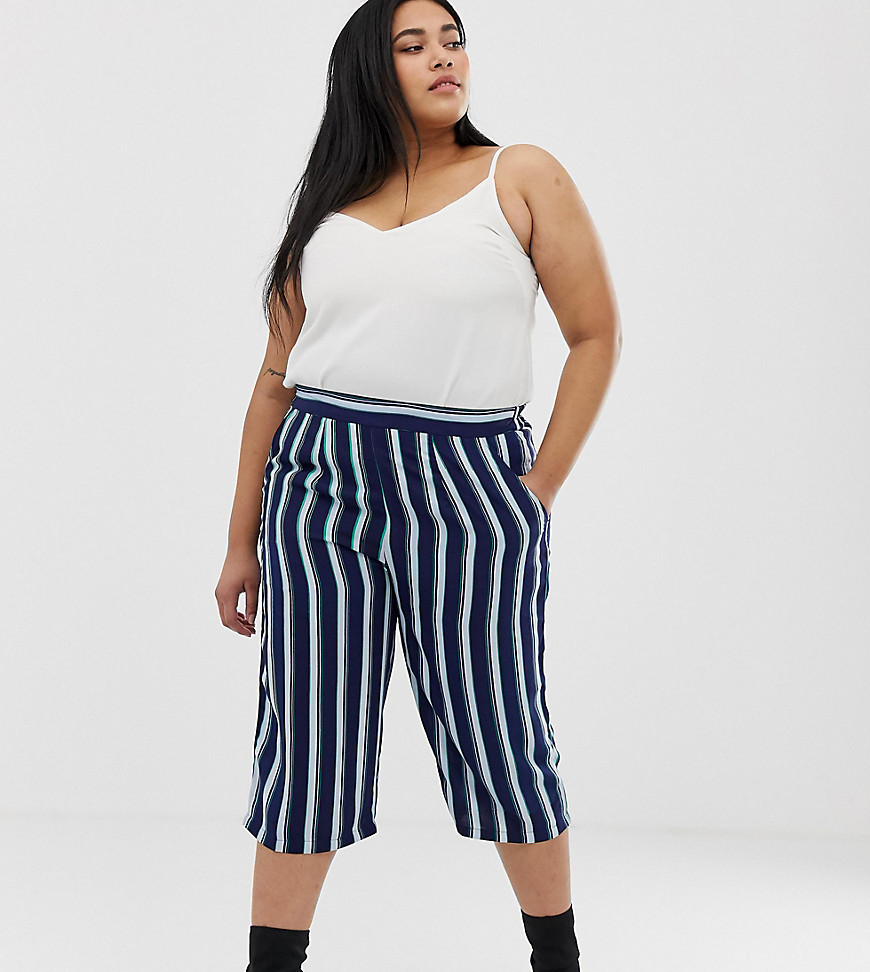 Plus-size trousers by AX Paris Striped design Get in line High rise Stretch-back waistband Cropped length Regular fit No surprises, just a classic cut