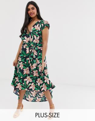 ax paris curve floral dip back dress