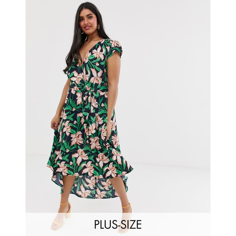 Ax paris curve shop tropical wrap dress