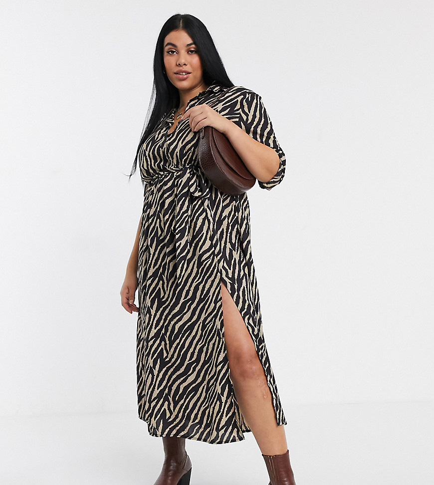 AX Paris Plus v neck leopard print dress-Multi