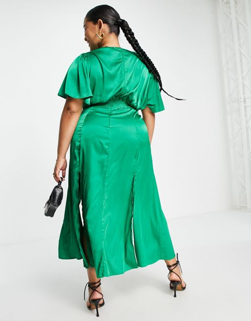Green Satin Wrap Shirt Dress – AX Paris