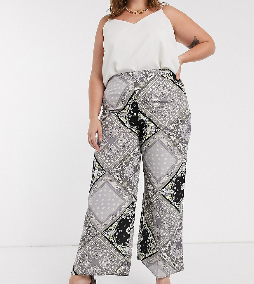 Plus-size trousers by AX Paris Daytime dressing made easy All-over print High rise Wide leg Regular fit on the waist