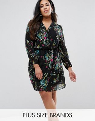 AX Paris Plus Wrap Dress With Long Sleeves