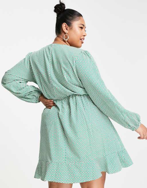 green spot wrap dress Green Dot Print Wrap Over Midi Dress  AX Paris