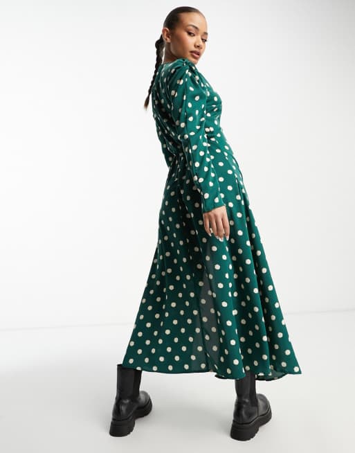 Polka dot shop plunge dress