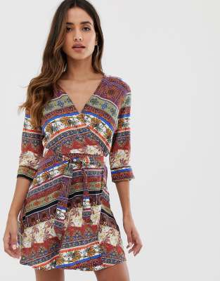 ax paris printed wrap dress