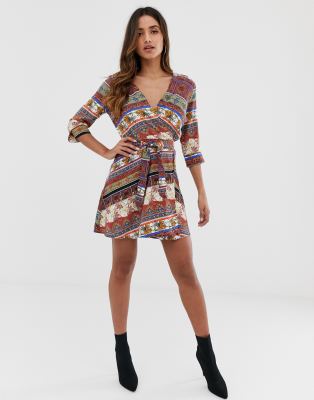 ax paris printed wrap dress