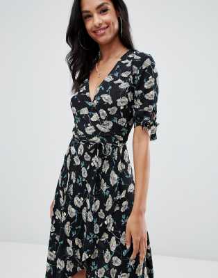 ax paris printed wrap midi dress