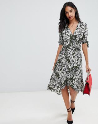 ax paris printed wrap midi dress