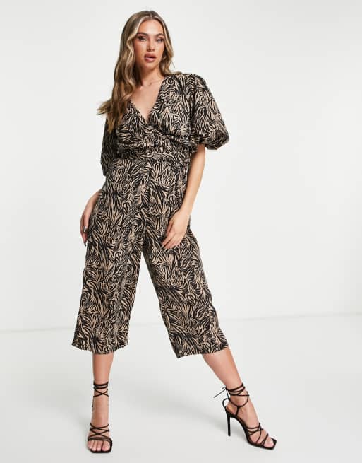 AX Paris puff sleeve jumpsuit in black floral ASOS