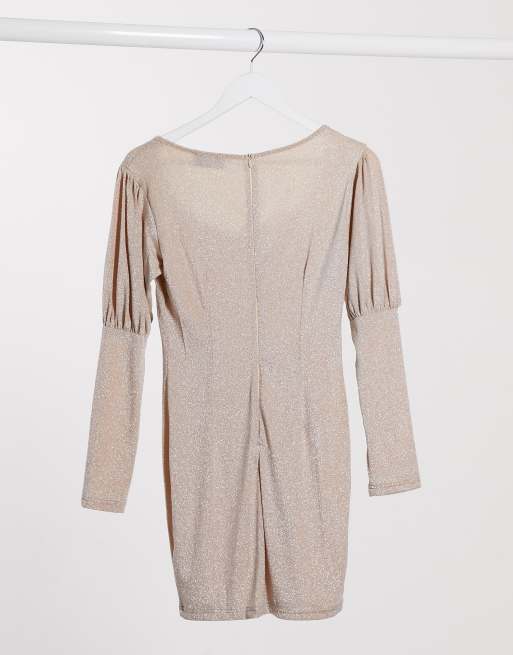AX Paris puff sleeve mini dress in metallic light pink, 2 of 4