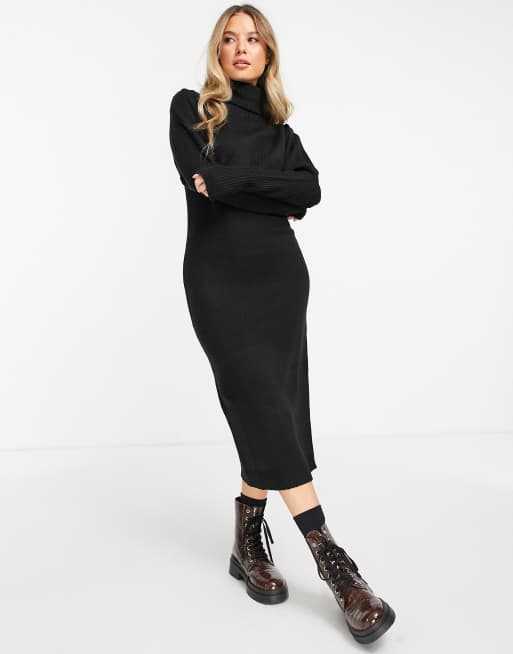 AX Paris – Pulloverkleid in Schwarz mit Rollkragen