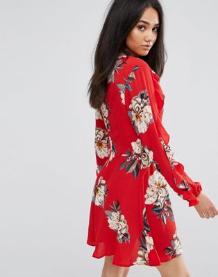 AX Paris Red Floral Skater Dress With 