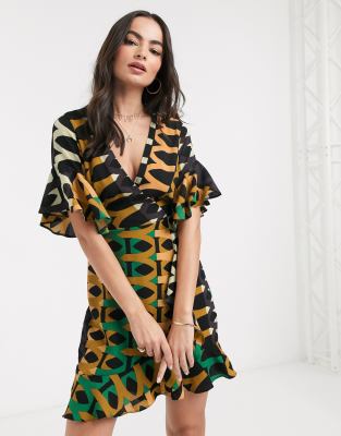 ax paris printed wrap dress