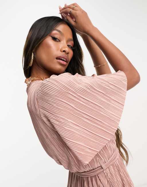 AX Paris - Robe courte portefeuille plissée - Rose, 3 de 4