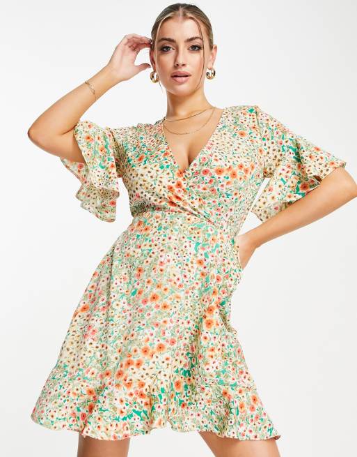AX Paris - Robe portefeuille courte à fleurs