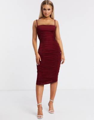 ax paris ruched midi dress