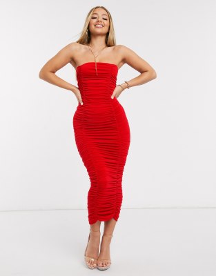 ax paris ruched midi dress