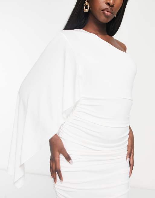 White cape midi store dress