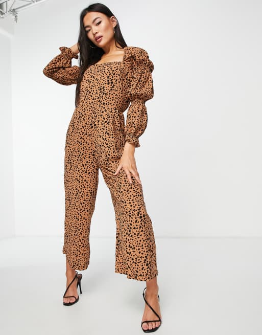 AX Paris ruched sleeve jumpsuit in floral ASOS