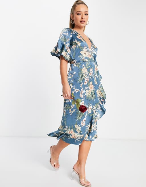 Ax paris blue outlet floral dress