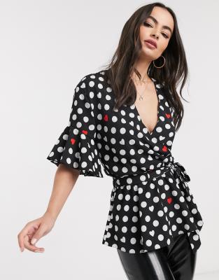 ruffle wrap blouse