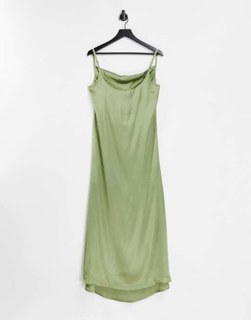 AX Paris - Salviegrøn cami-maxikjole i satin, 2 af 4