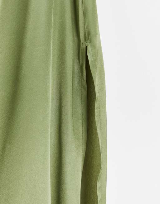 AX Paris - Salviegrøn cami-maxikjole i satin, 4 af 4