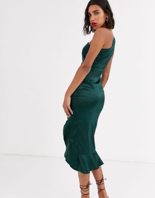 asos green one shoulder dress