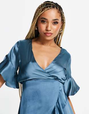 ax paris teal satin dress