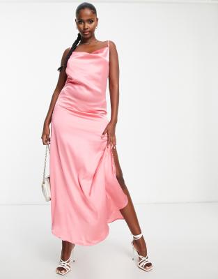 AX Paris satin slip dress in bubblegum pink