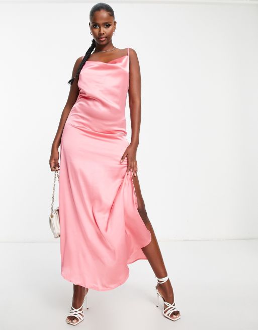 AX Paris satin slip dress in bubblegum pink