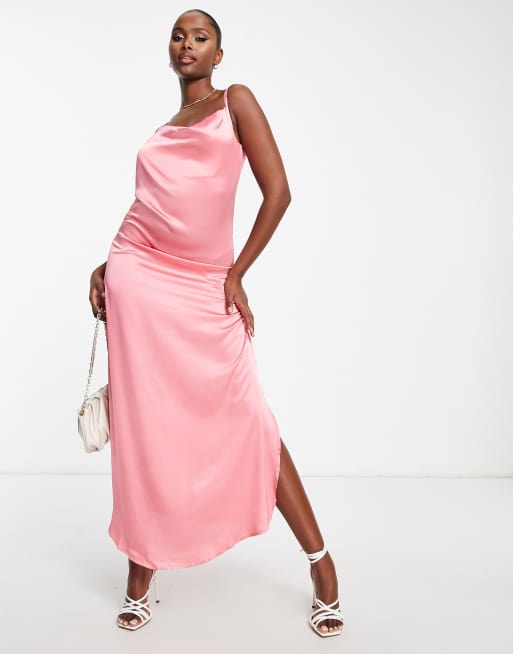 AX Paris satin slip dress in bubblegum pink