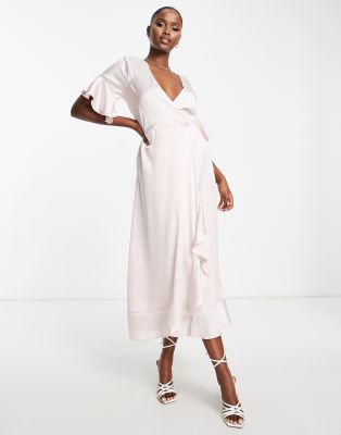 AX Paris satin slip dress in champagne-Gold