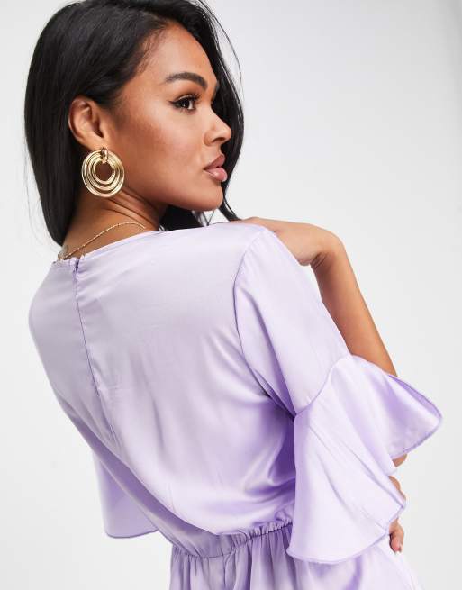 AX Paris satin wrap dress in lilac