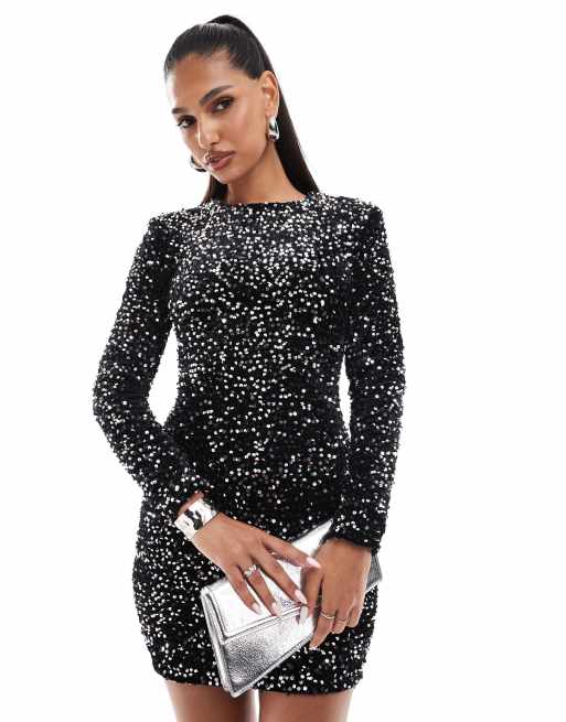 Mini Dress Ax Paris Black Dress AX Paris Sequin Structured Long