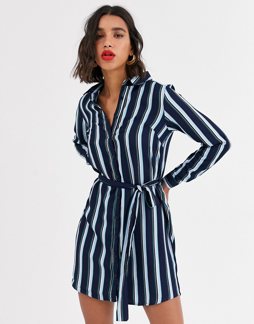 AX Paris shirt dress in stripe-Multi
